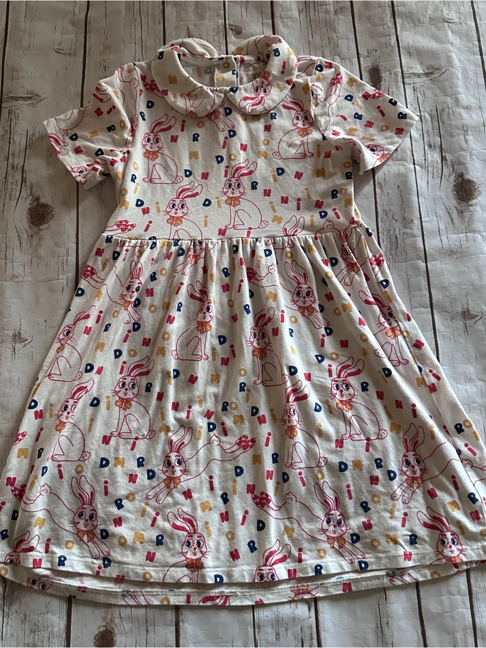Mini rodini bunny dress fair for ww and few tiny faint spots 8/9